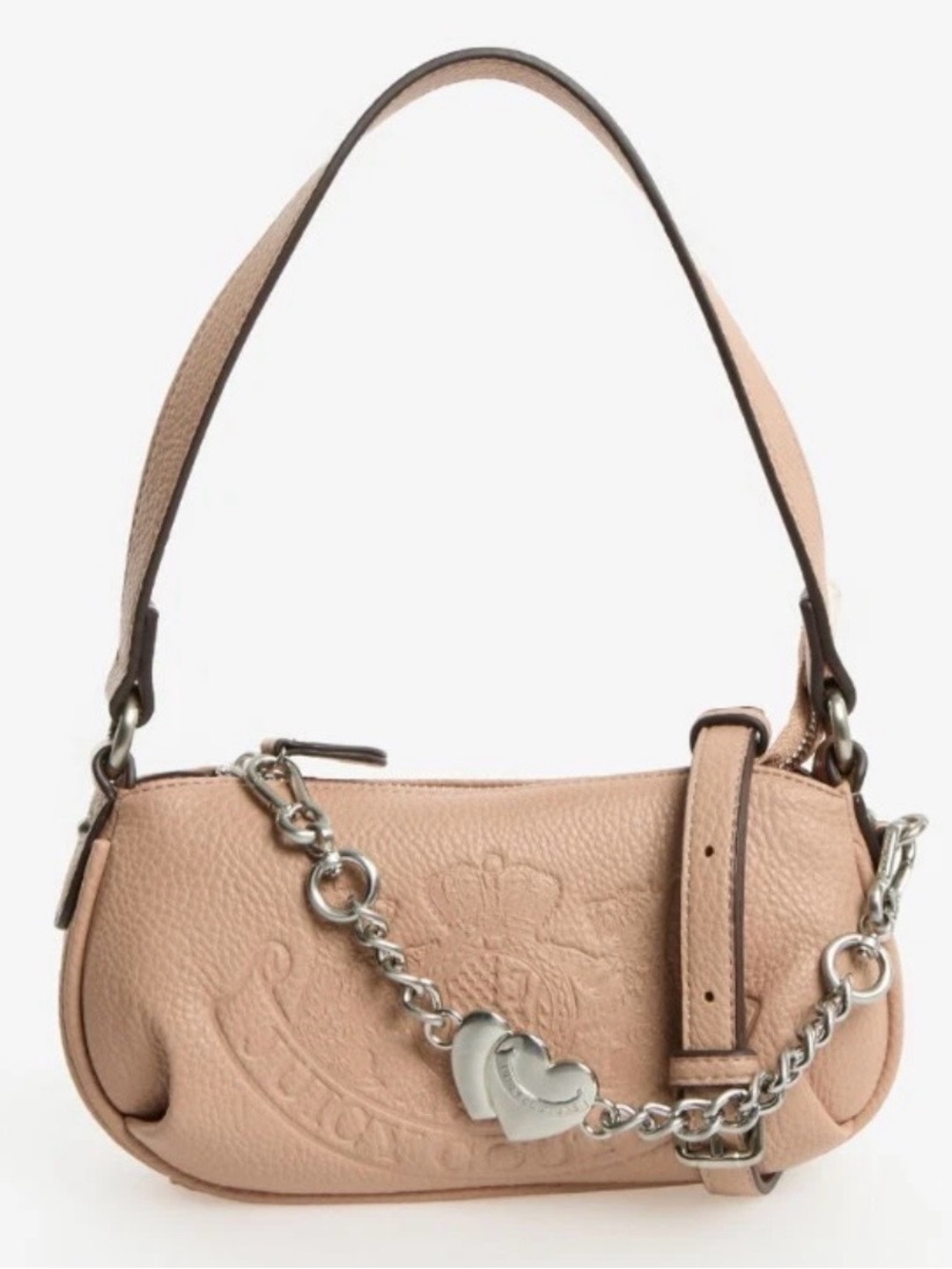 Juicy Couture Blush Pink Embossed Crest Heart Chain Shoulder Crossbody Bag - Picture 2 of 13